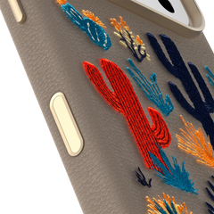 iPhone 17 Pro Symmetry Series Cactus Leather Embroidery Case